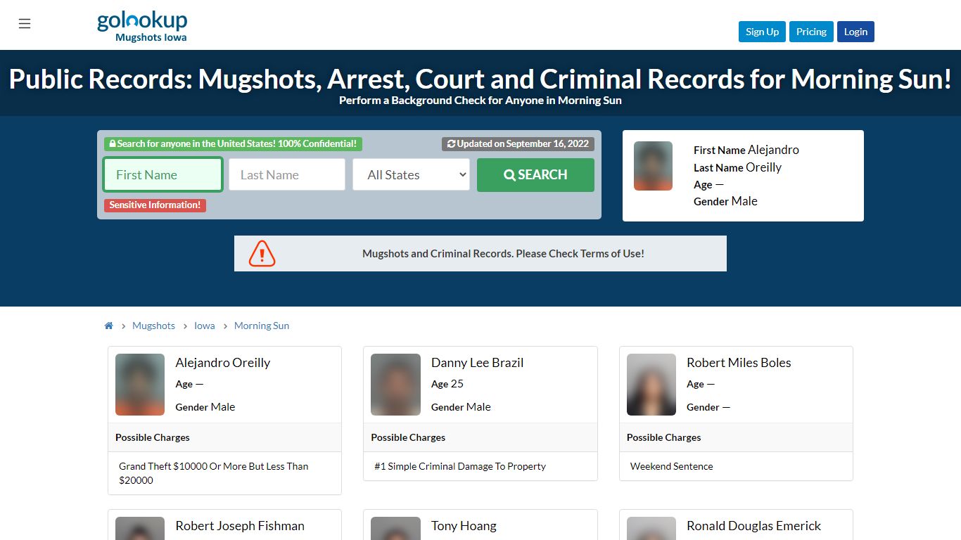 Mugshots Morning Sun, Arrest Records Morning Sun - GoLookUp